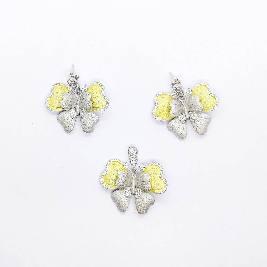 925 sterling silver designer butterfly pendant set