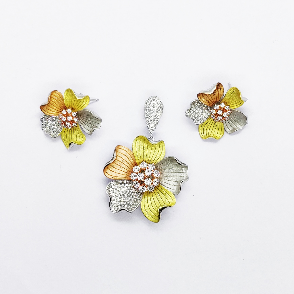 925 sterling silver multicolor designer pendant set