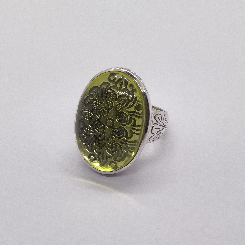 925 sterling silver yellow stone gents ring