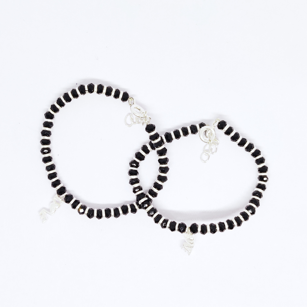 925 silver black beads baby bracelet
