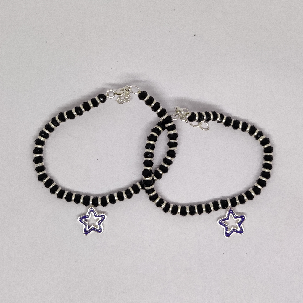 925 silver Star black beads baby bracelet