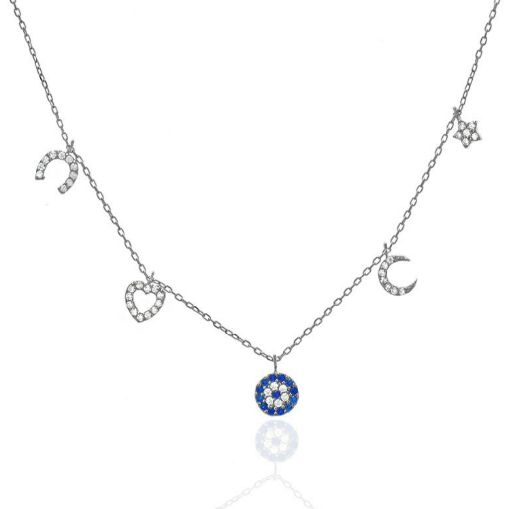 925 sterling silver ladies evil eye chain set