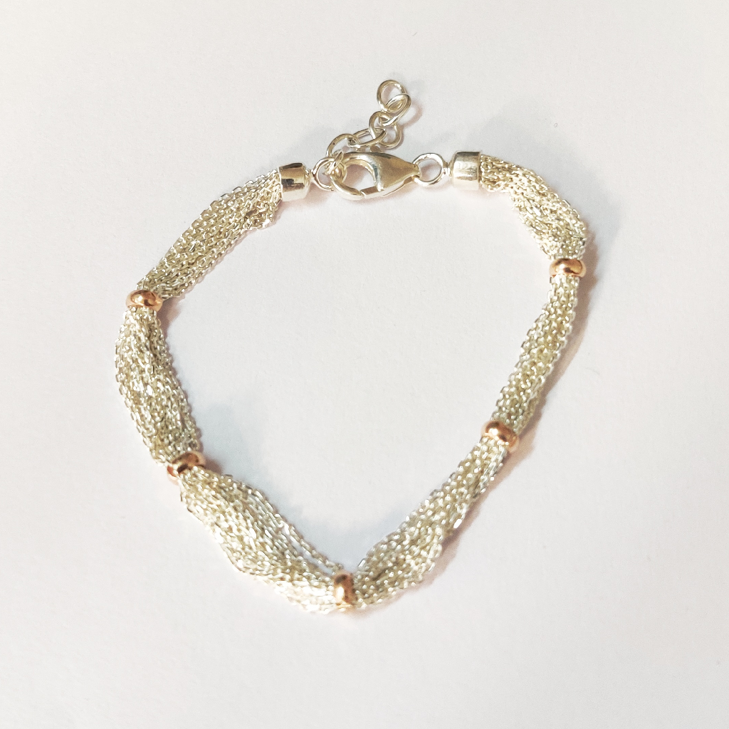 925 sterling silver ladies multiple strand chain bracelet