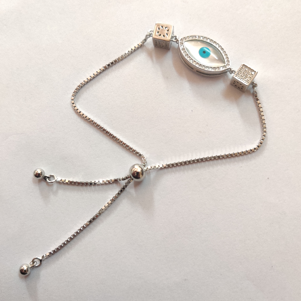 92.5 sterling silver Real Mother of pearl Evil eye Bracelet