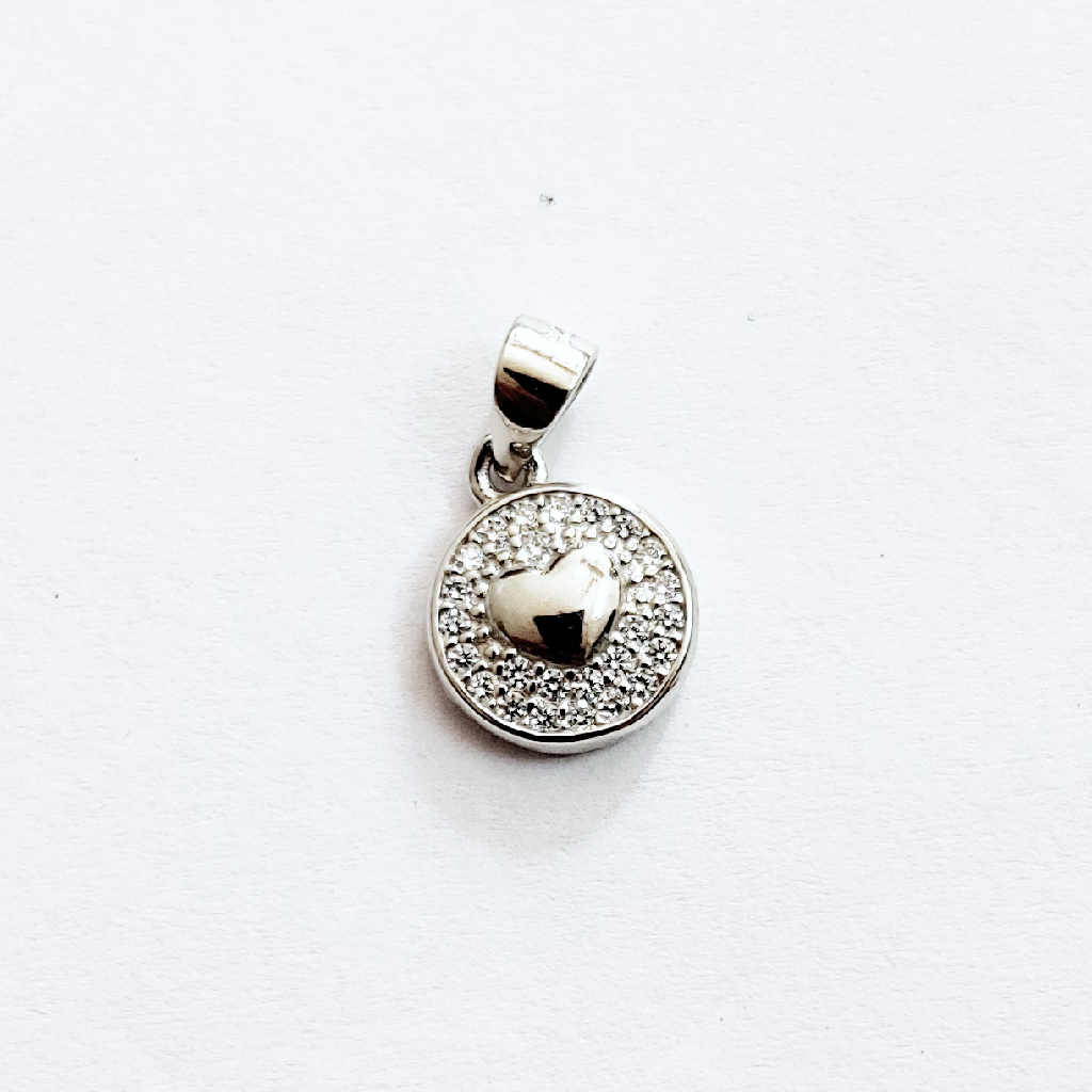92.5 sterling silver Heart in Round pendant