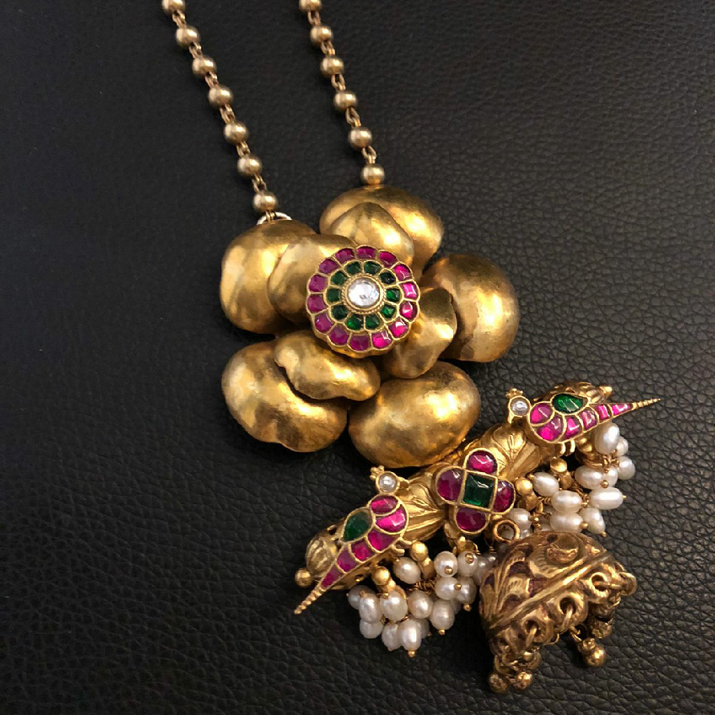 Antique gold plated 925 silver Designer Necklace