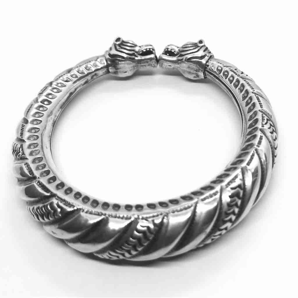 925 silver antique gents flexible kada