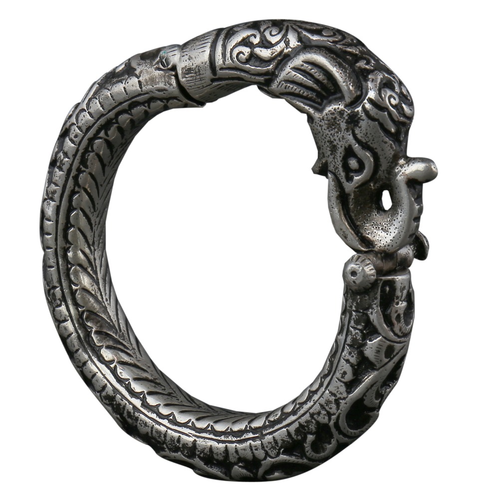 Tribal Elephant Design Silver Kada