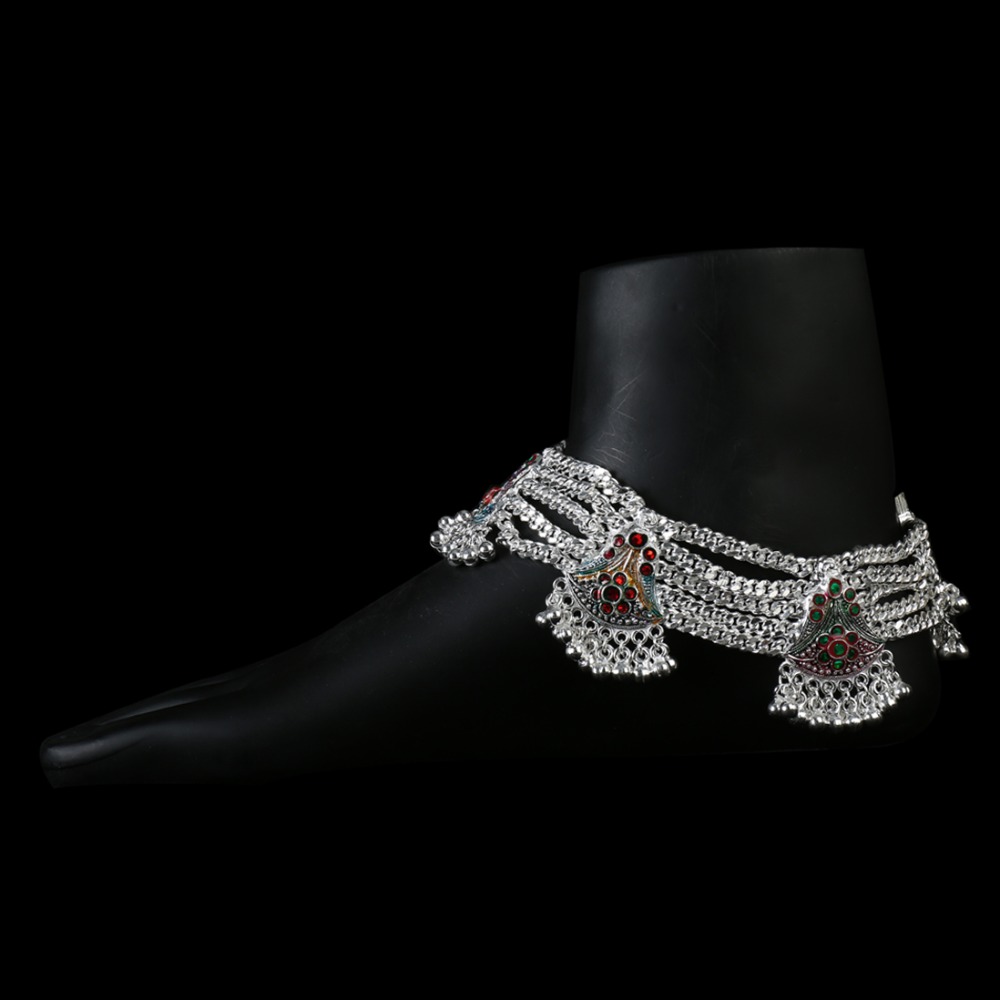 Fancy 5 Layer Silver Payal
