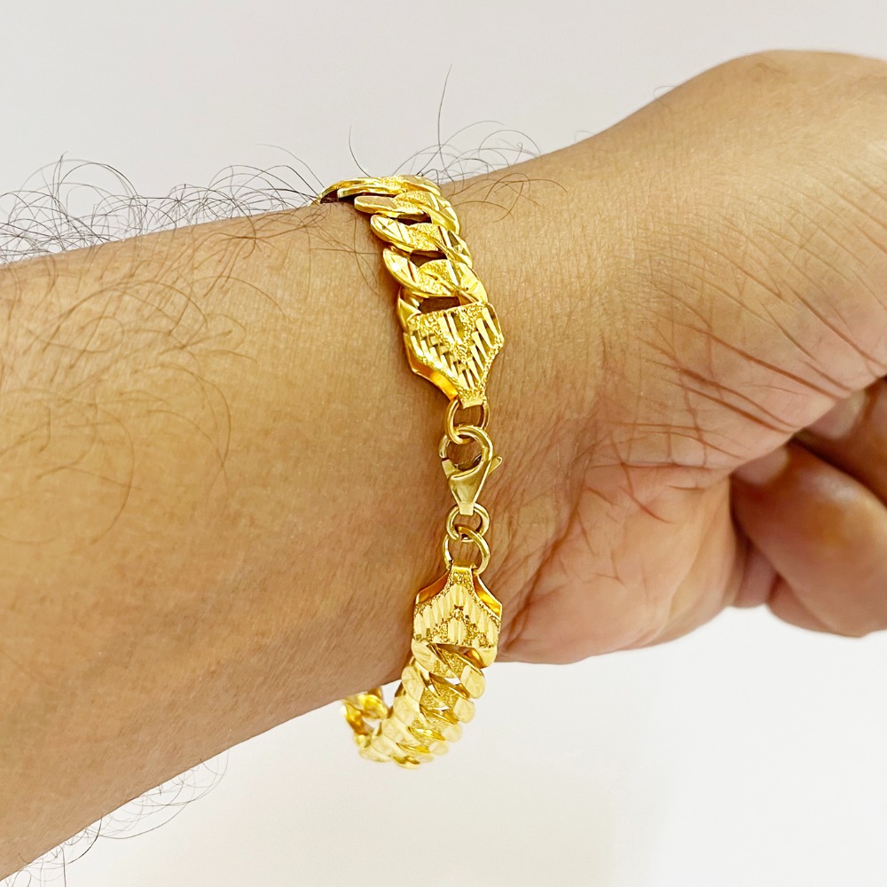 men's link bracelet yellow 22kt gold 14 grams 9.69mm wide 8 inches