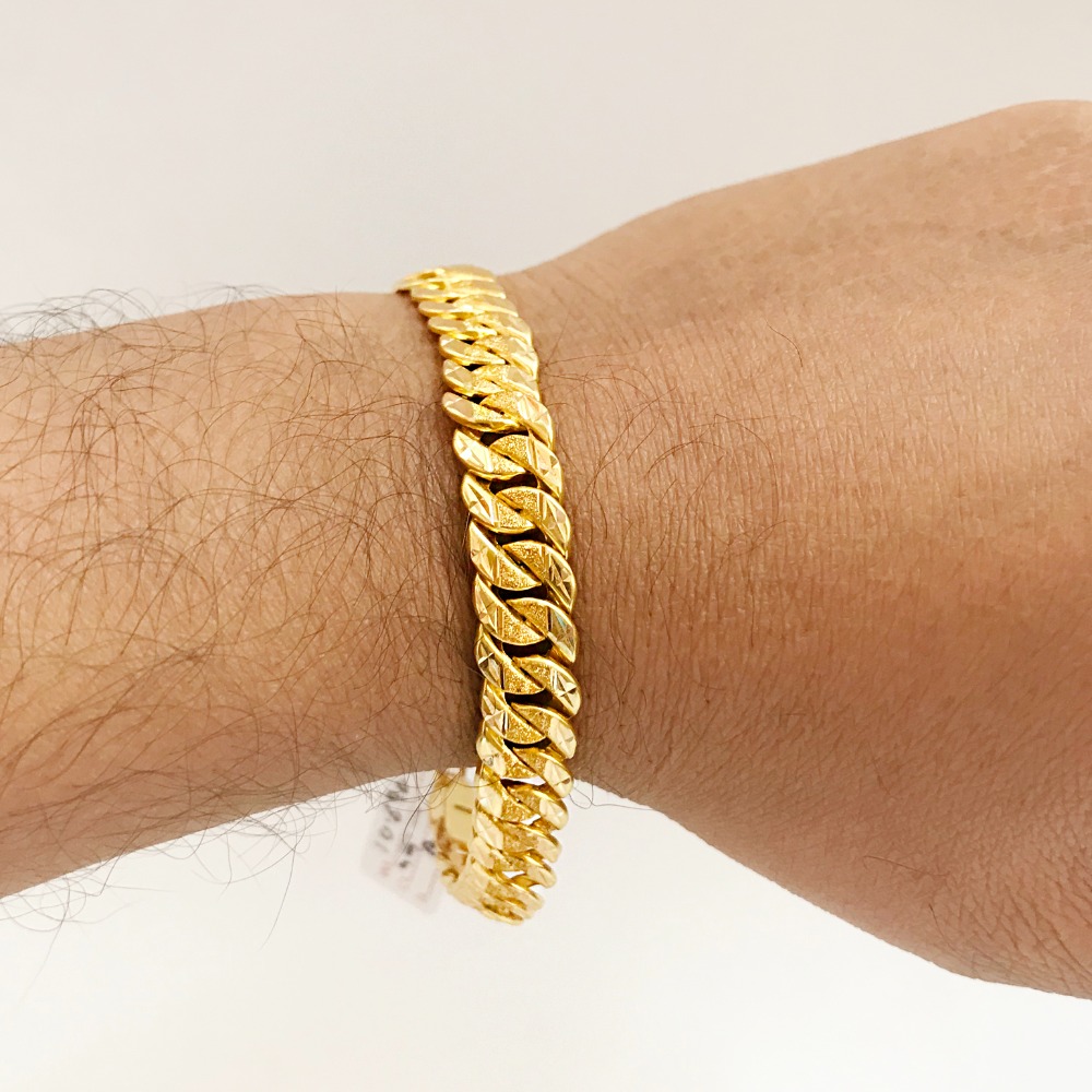 men's link bracelet yellow 22kt gold 14 grams 9.69mm wide 8 inches
