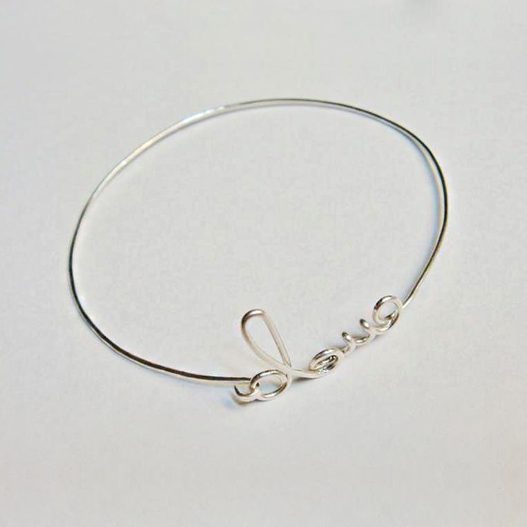 14 kt hallmark real solid white gold love hinge bangle bracelet