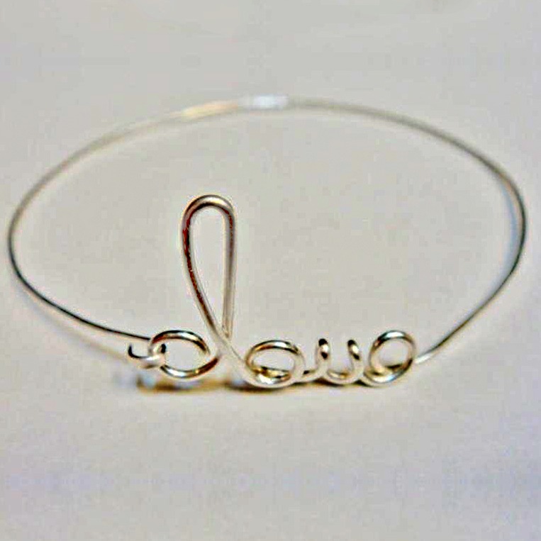 14 kt hallmark real solid white gold love hinge bangle bracelet