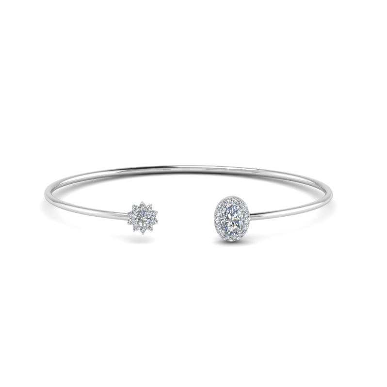 14kt gold cubic zirconia cuff bracelet women bangle smooth pipe