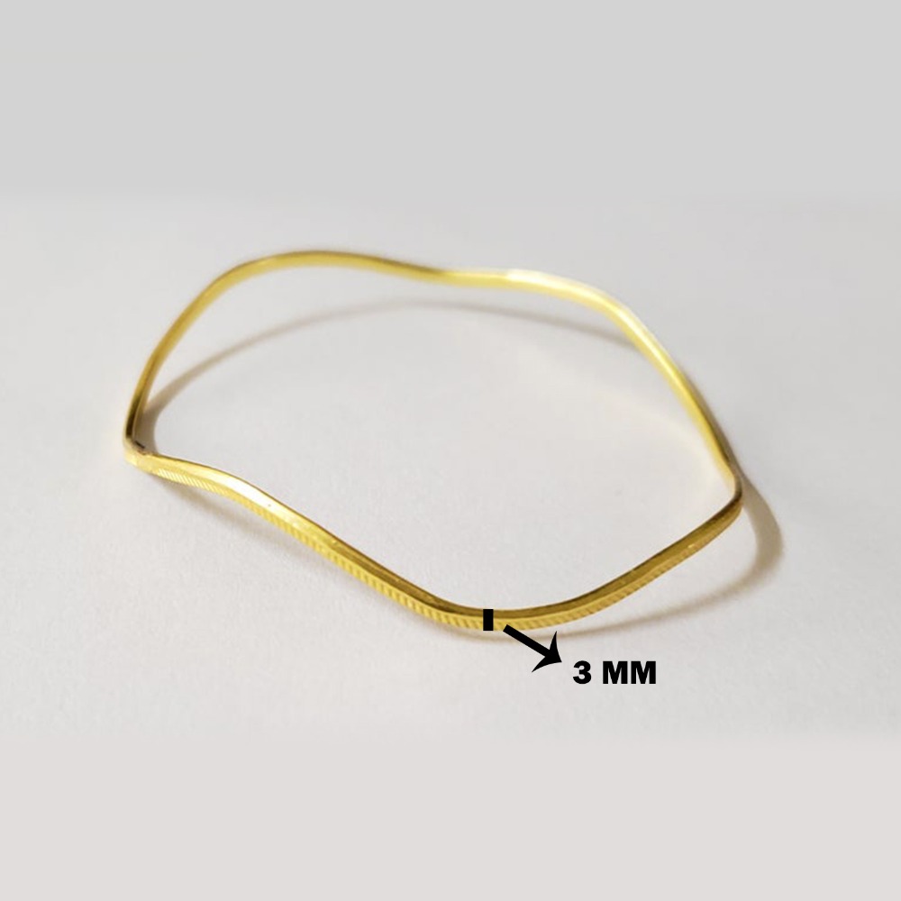 22 kt yellow gold wave thin twisted women's bracelet bangle 12 grams