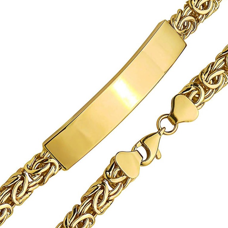 22 kt yellow gold byzantine link men's bracelet 14 grams 8 mm