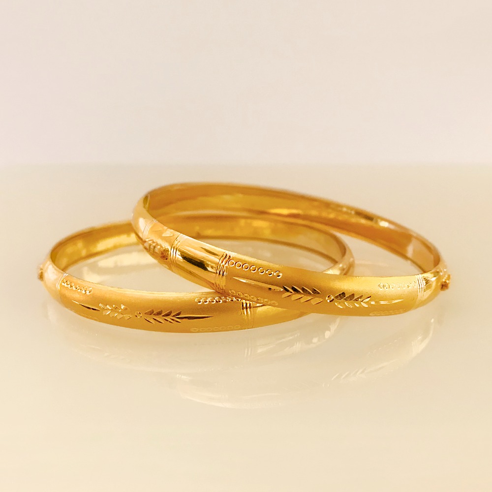 22 kt yellow gold handmade slip-on bracelet bangles 22 gms
