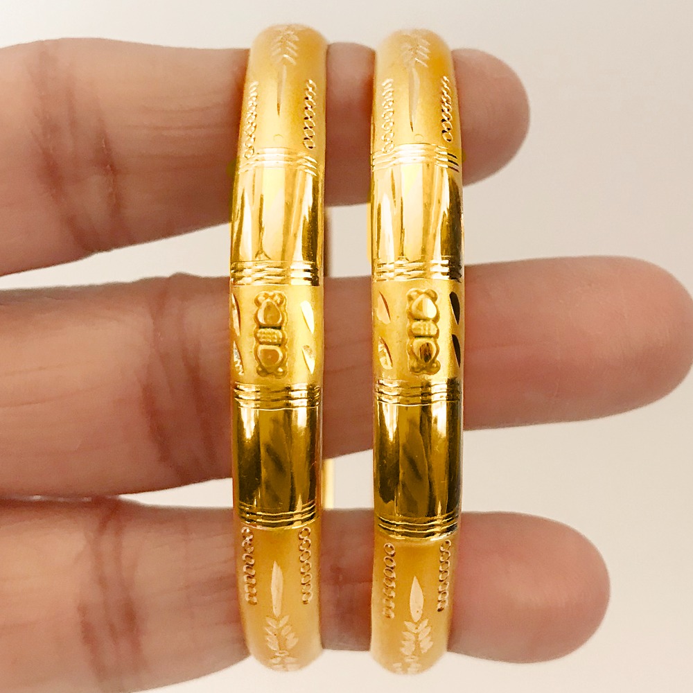 22 kt yellow gold handmade slip-on bracelet bangles 22 gms