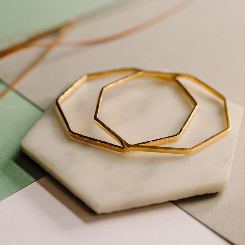 22 kt yellow gold geometric women's bracelet bangle 24 grams