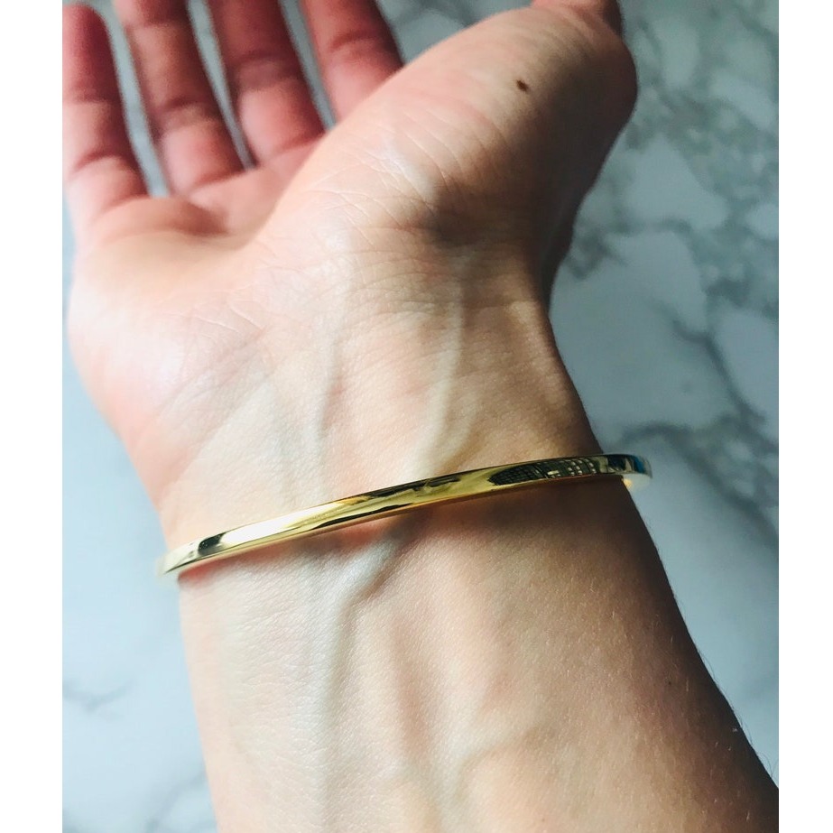 22k men's gold cuff bracelet, glossy square torque cuff bracelet, 25g