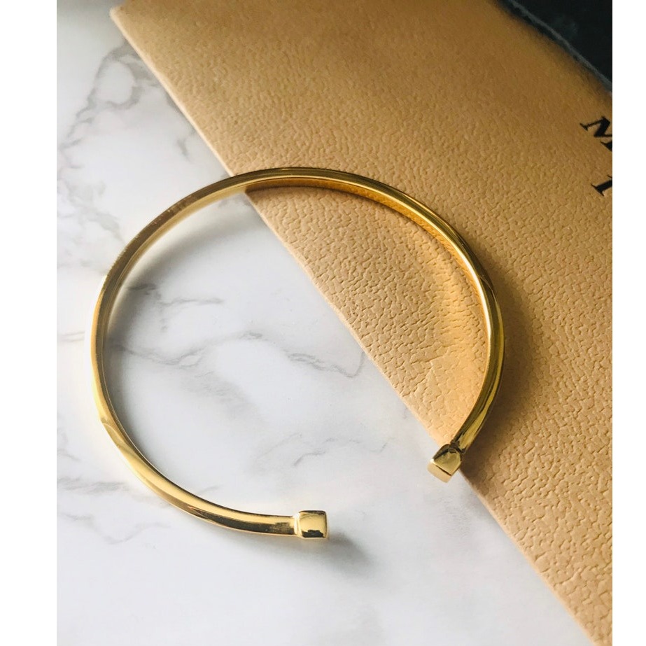 22k men's gold cuff bracelet, glossy square torque cuff bracelet, 25g