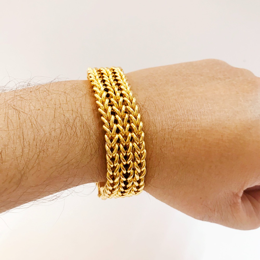 18 kt yellow gold heavy link luxury men's bracelet 75 grams