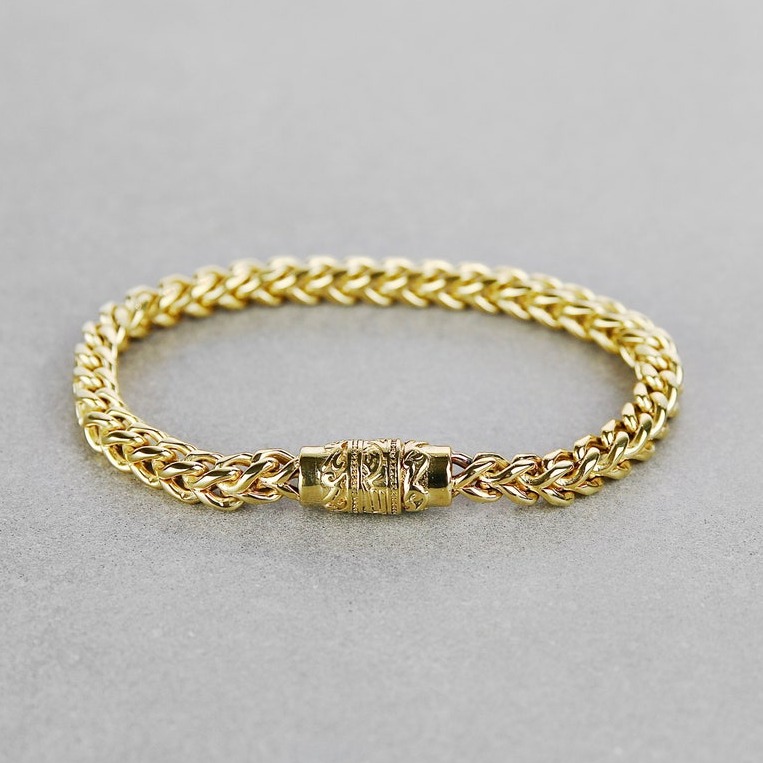 22 kt yellow gold franco chain handmade men's bracelet 25 gms