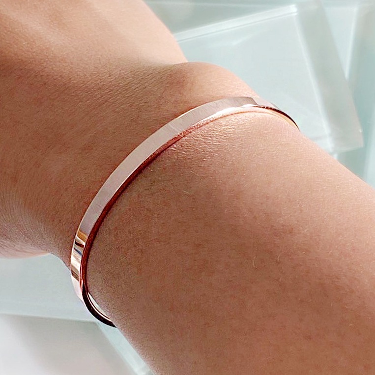 14 kt hallmark real solid rose gold open plain cuff bangle bracelet