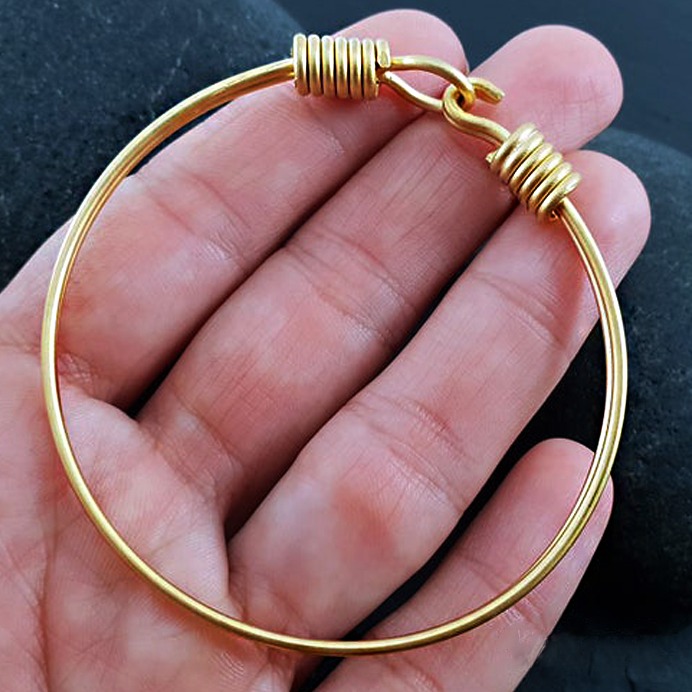 18 kt real solid yellow gold blanks charm hinge bangle bracelet