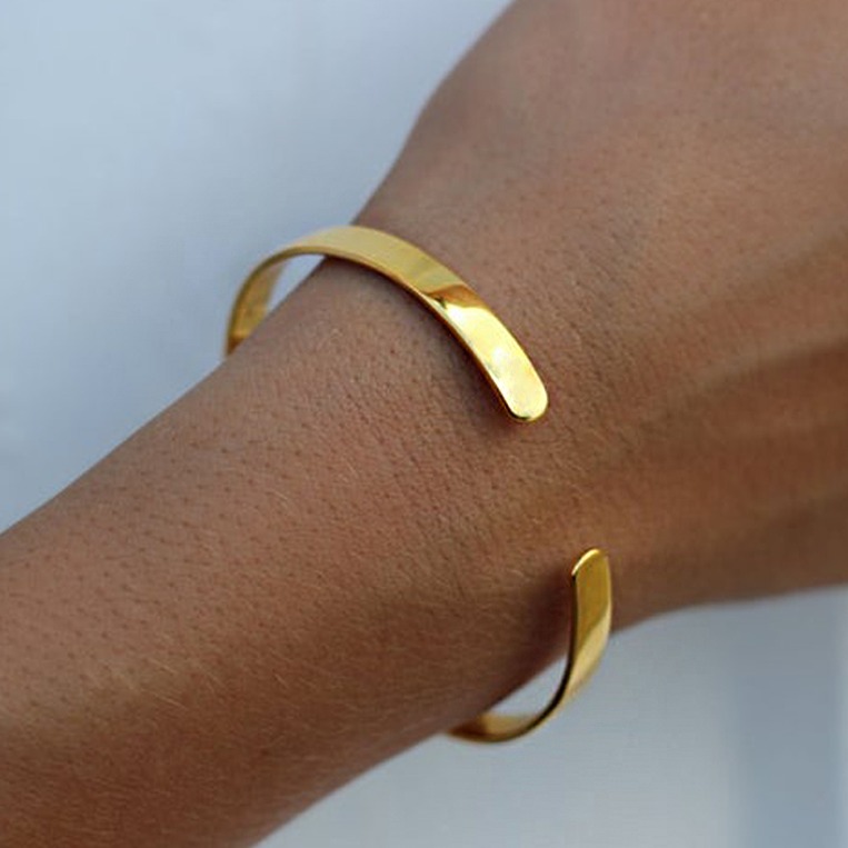 22 kt solid yellow gold open wide boho chic cuff bangle bracelet