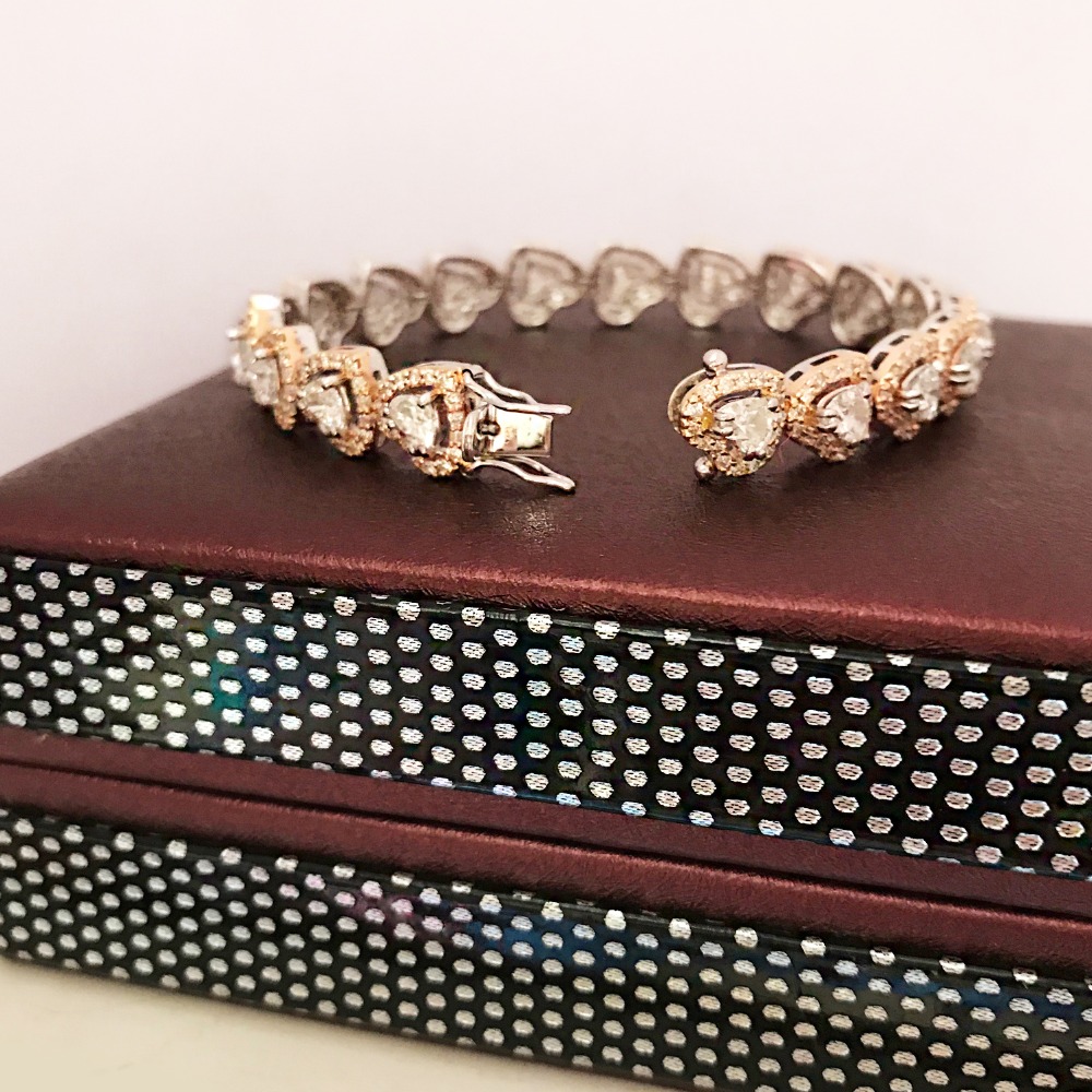 Igi 14kt white gold 9.27ct multi shape diamond tennis bracelet