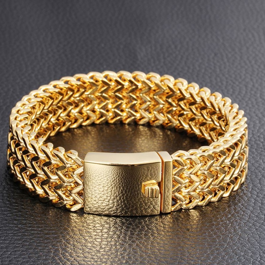 18 kt yellow gold heavy link men's bracelet 56 grams 7.5,8,8.5,9 inch