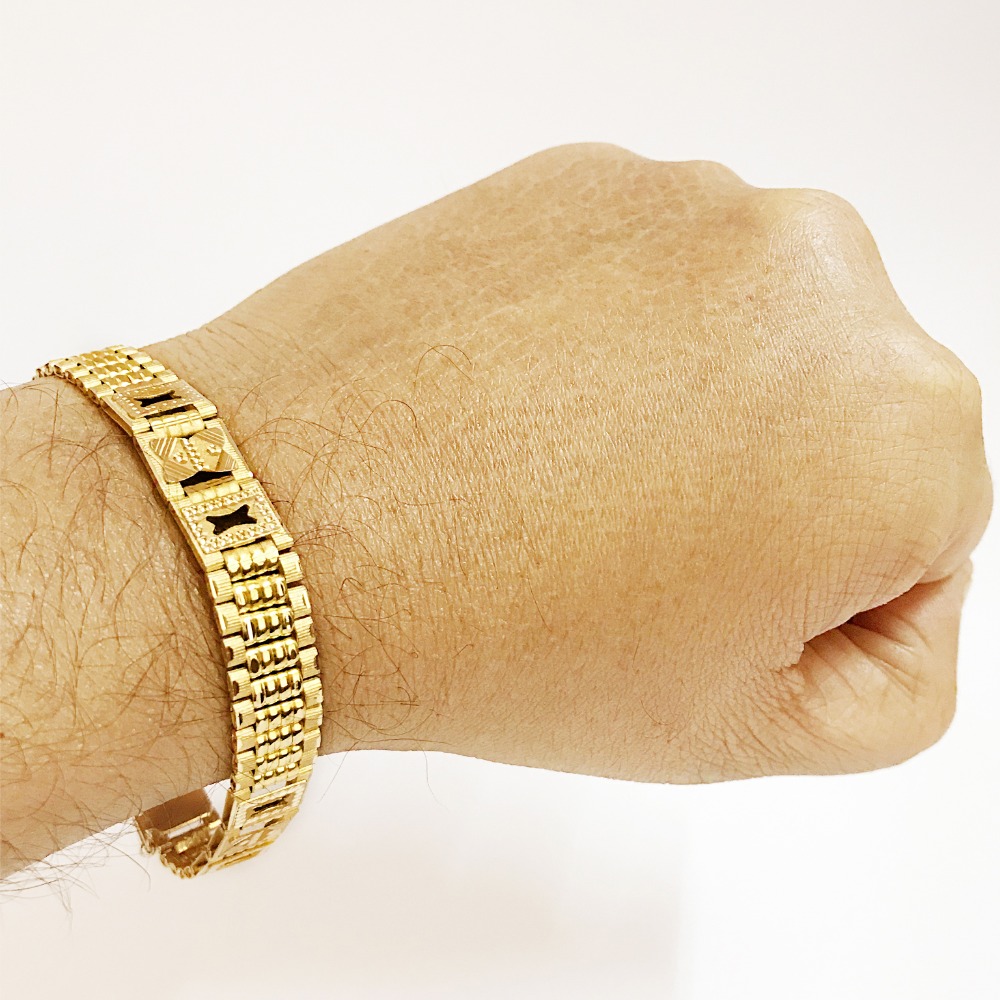 18 kt real solid yellow gold men's bracelet 24.720 gms wide 11 mm
