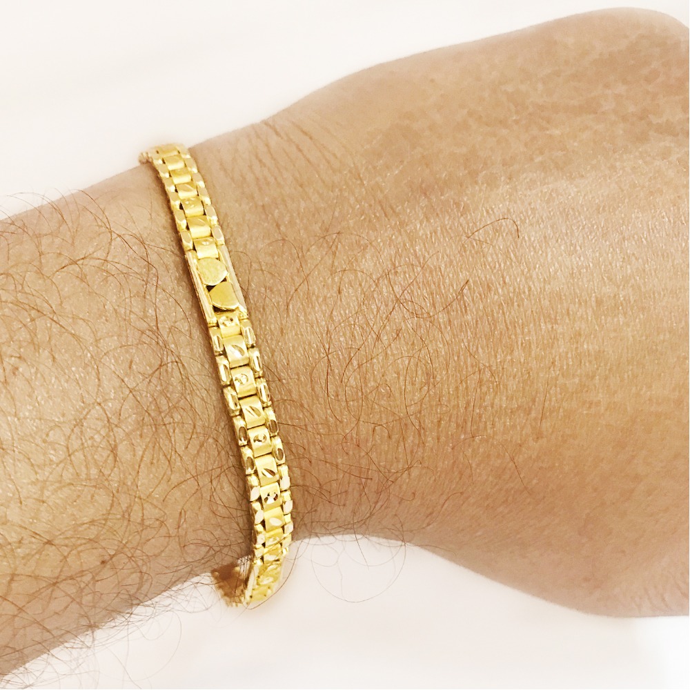 18 kt yellow gold men's bracelet 13.840 grams wide 7 mm