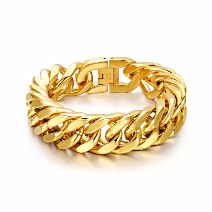 18 kt yellow gold curb cuban luxury king men's bracelet 40 grams