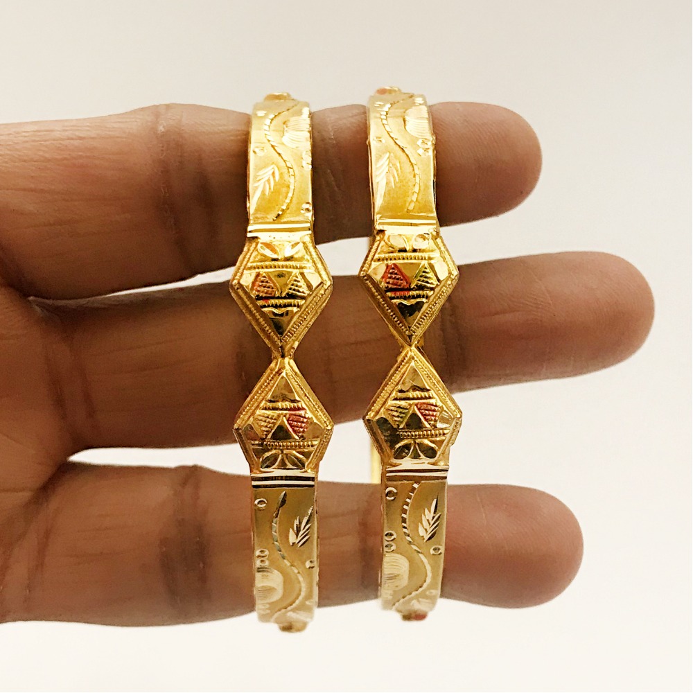 18 k yellow gold handmade slip-on bracelet bangles 20 grams