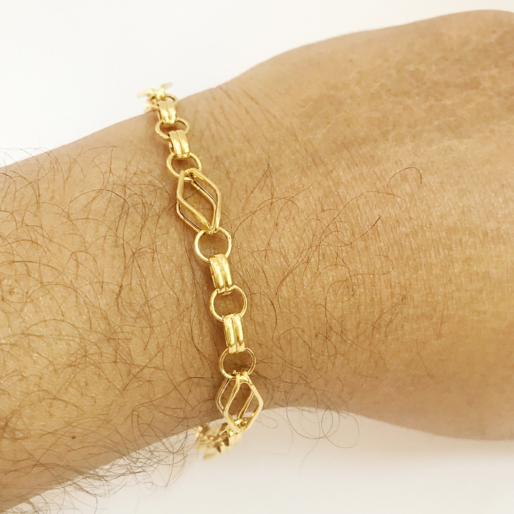 18 kt yellow gold fancy men's bracelet 5.310 g wide 9mm