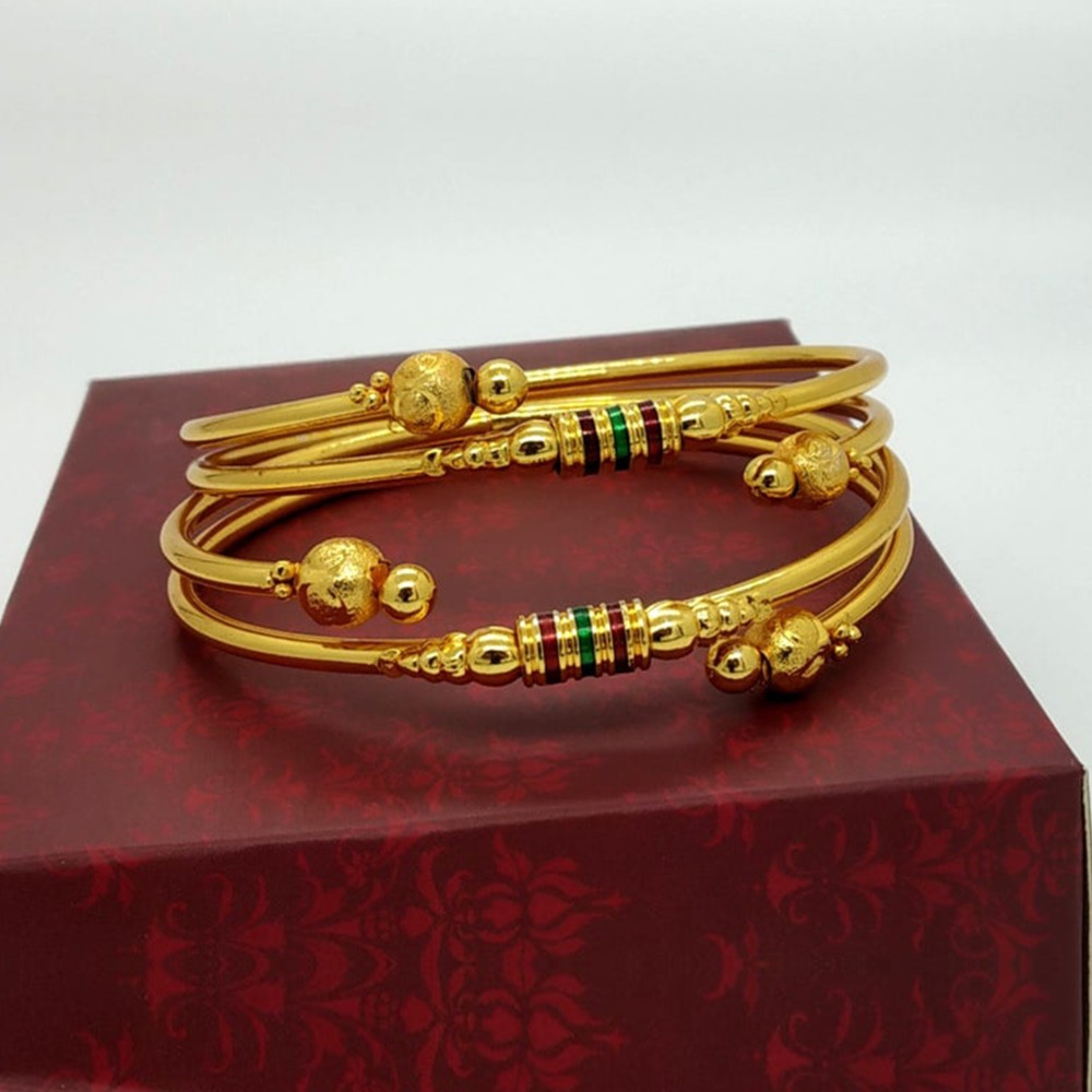 18 Kt Yellow Gold Designer Double Layer Women's Bracelet Bangle 40 Gm