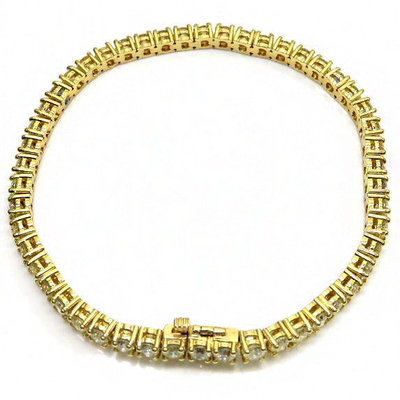 18Kt Yellow Gold Cubic Zirconia Tennis Men's Bracelet 42.090 Grams