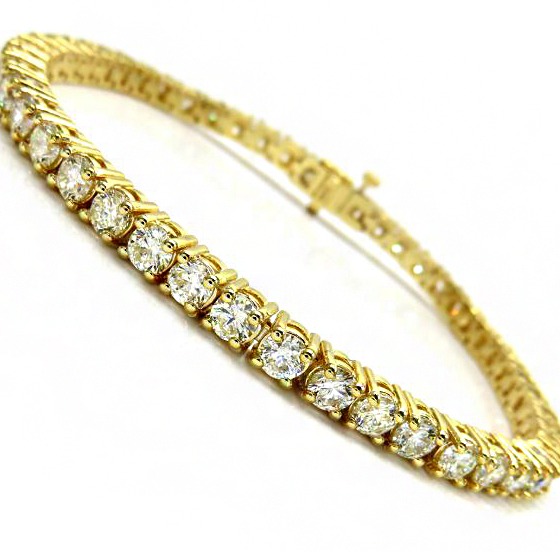 18Kt Yellow Gold Cubic Zirconia Tennis Men's Bracelet 42.090 Grams