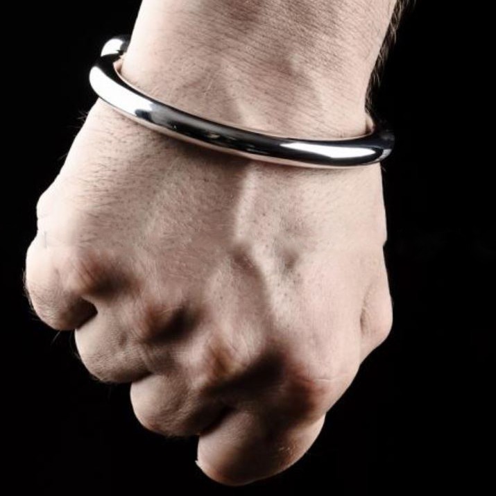 18Kt White Gold Round Smooth Cuff Men's Bracelet 40.160 Gram