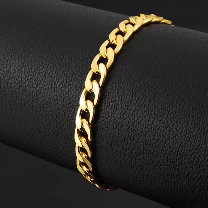 22 Kt Real Solid Yellow Gold Curb Link Men's Bracelet 36.630 Gram