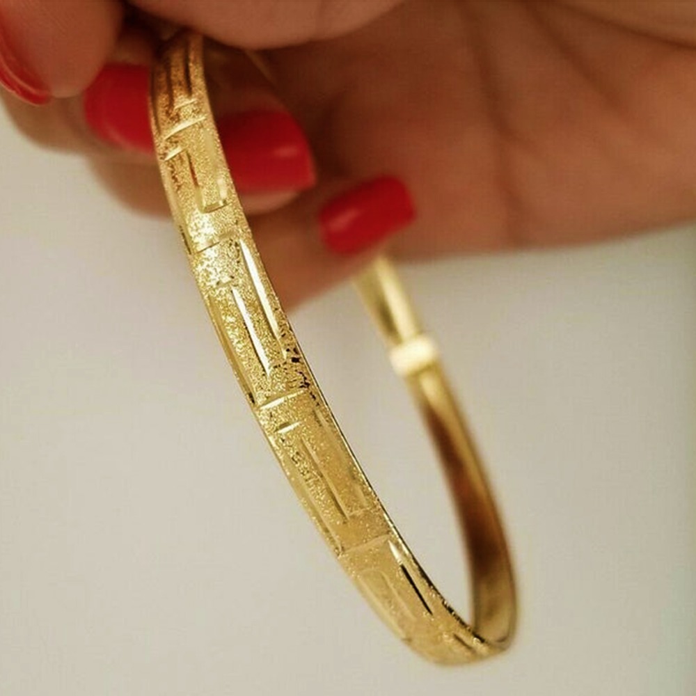 22 kt yellow gold matte finish 5 mm women's bangle bracelet