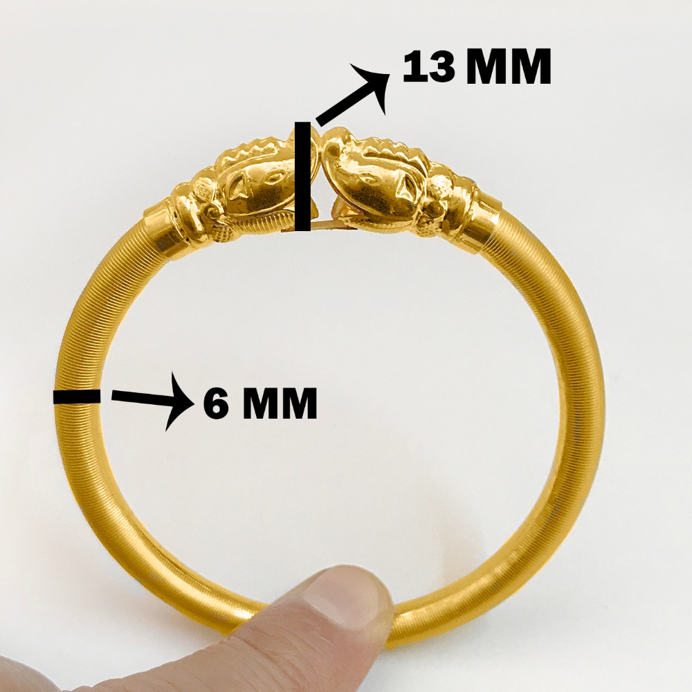 18 kt yellow gold handmade elephant face slip bracelet bangle