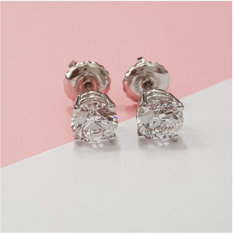 1 Ct IJ/VS1 100% Genuine Diamonds 14 Kt Gold Women'S Stud Earrings