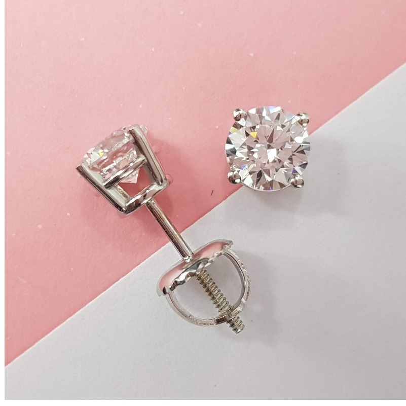1 Ct IJ/VS1 100% Genuine Diamonds 14 Kt Gold Women'S Stud Earrings