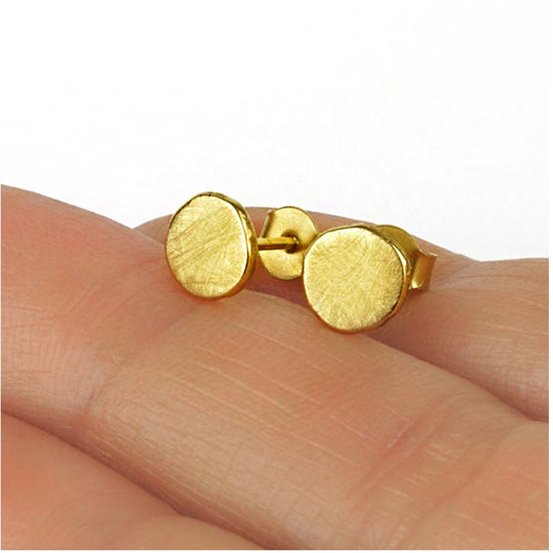 Fine Jewelry 22 K Hallmark Real Solid Yellow Gold Round Screw Back Stud Earrings