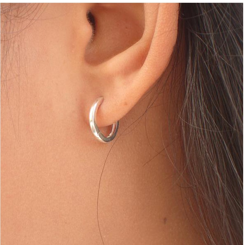 Fine Jewelry 14 Kt Hallmark Real Solid White Gold Bridal Huggie Hoop Earrings
