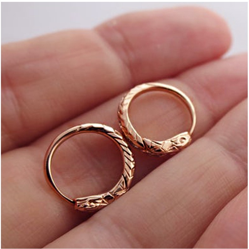 Fine Jewelry 18 Kt Hallmark Real Solid Rose Gold Snake Huggie Hoop Earrings