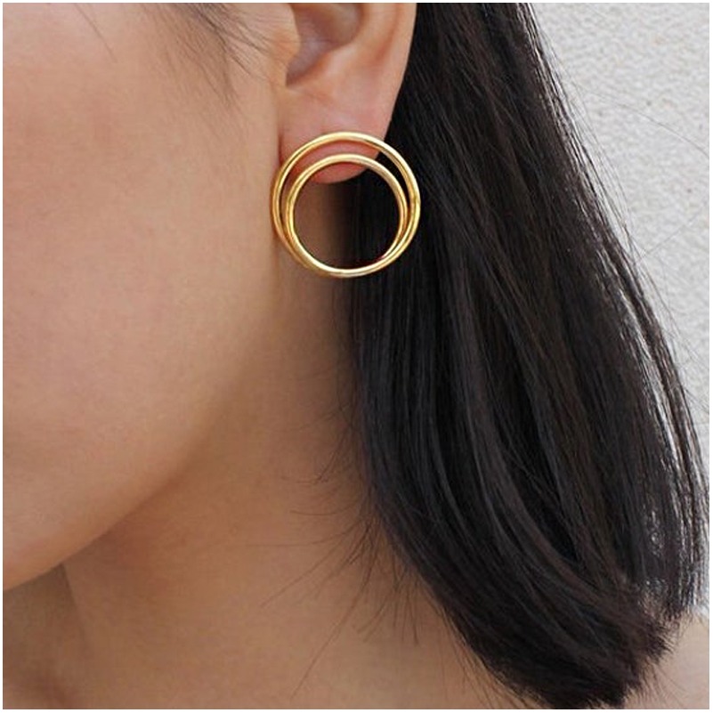 22 Kt Hallmark Real Solid Yellow Gold Twisted Circle Minimalist Hoop Earrings